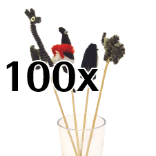 Pinde med garnfigurer